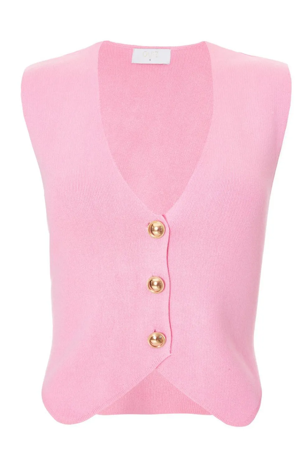 Pink Knitted Button Front Waistcoat
