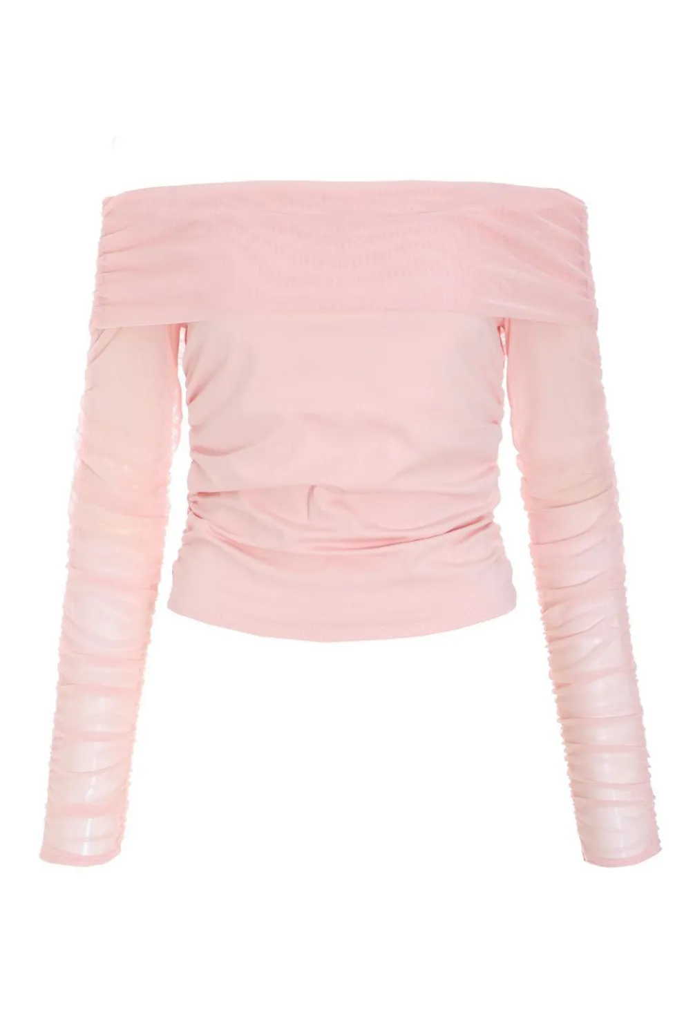 Pink Mesh Bardot Top