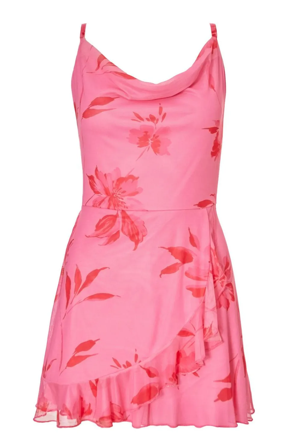Pink Mesh Floral Playsuit