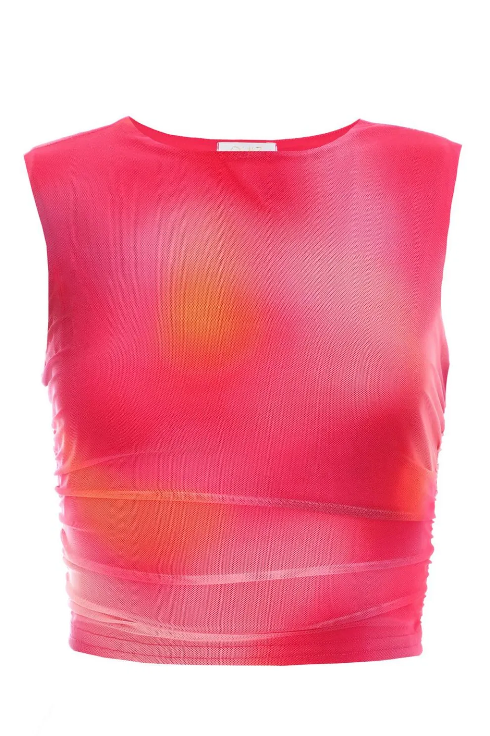 Pink Mesh Ombre Print Crop Top