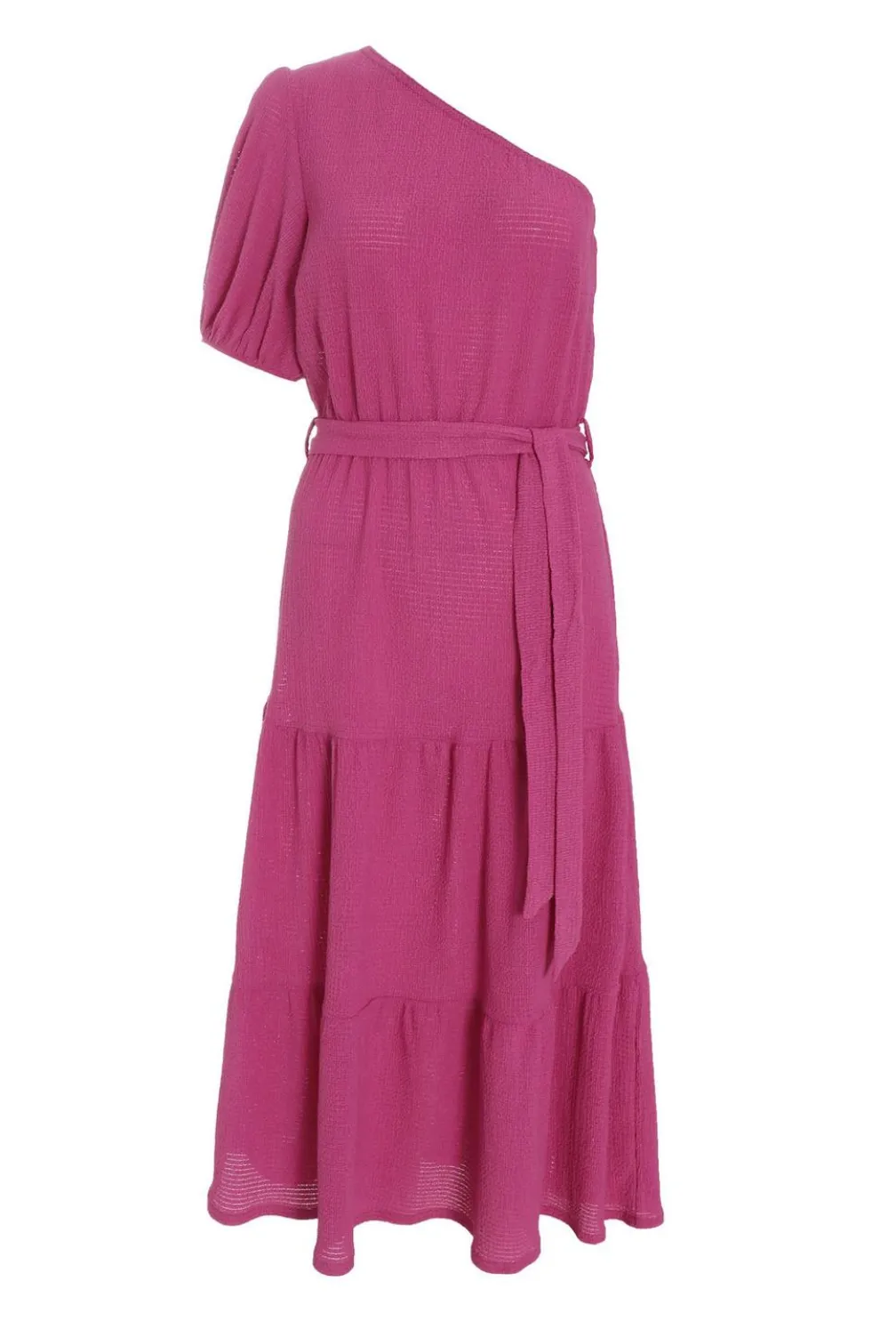 Pink One Shoulder Midi Dress