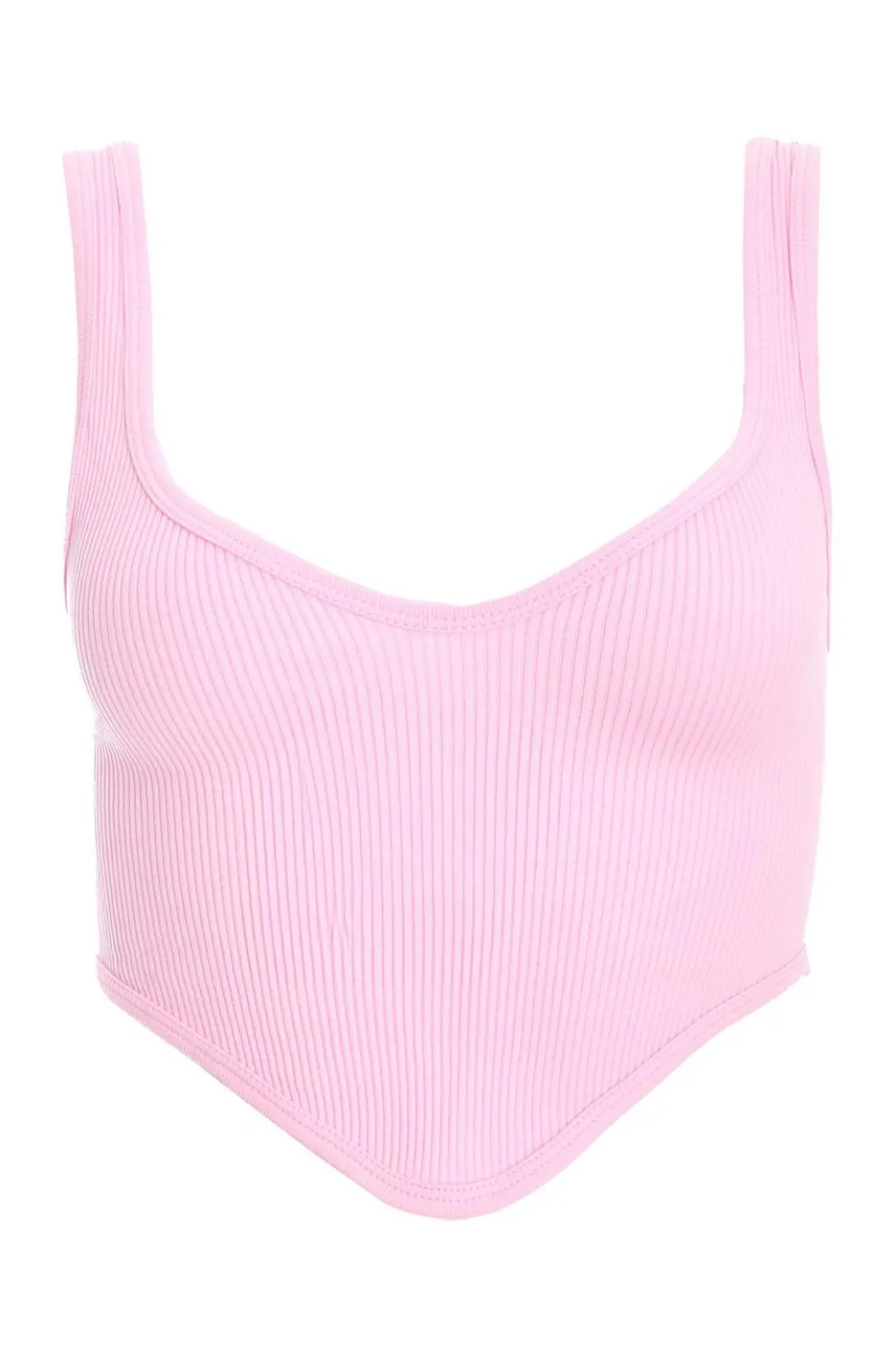 Pink Ribbed Corset Top