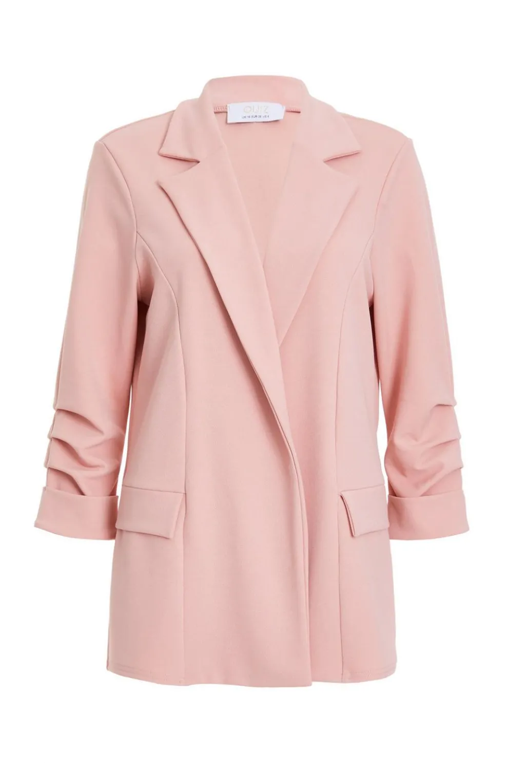 Pink Ruched Sleeve Blazer