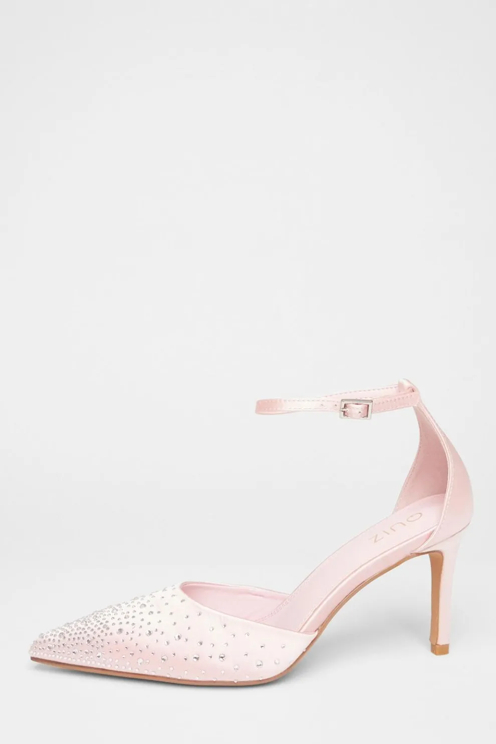 Pink Satin Diamante Court Heels
