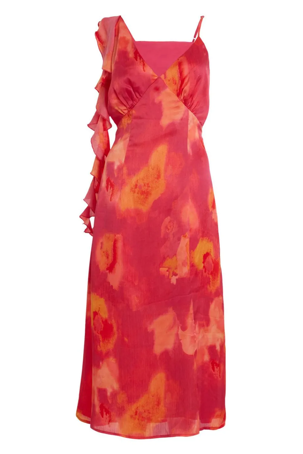 Pink Satin Marble Midi Dress