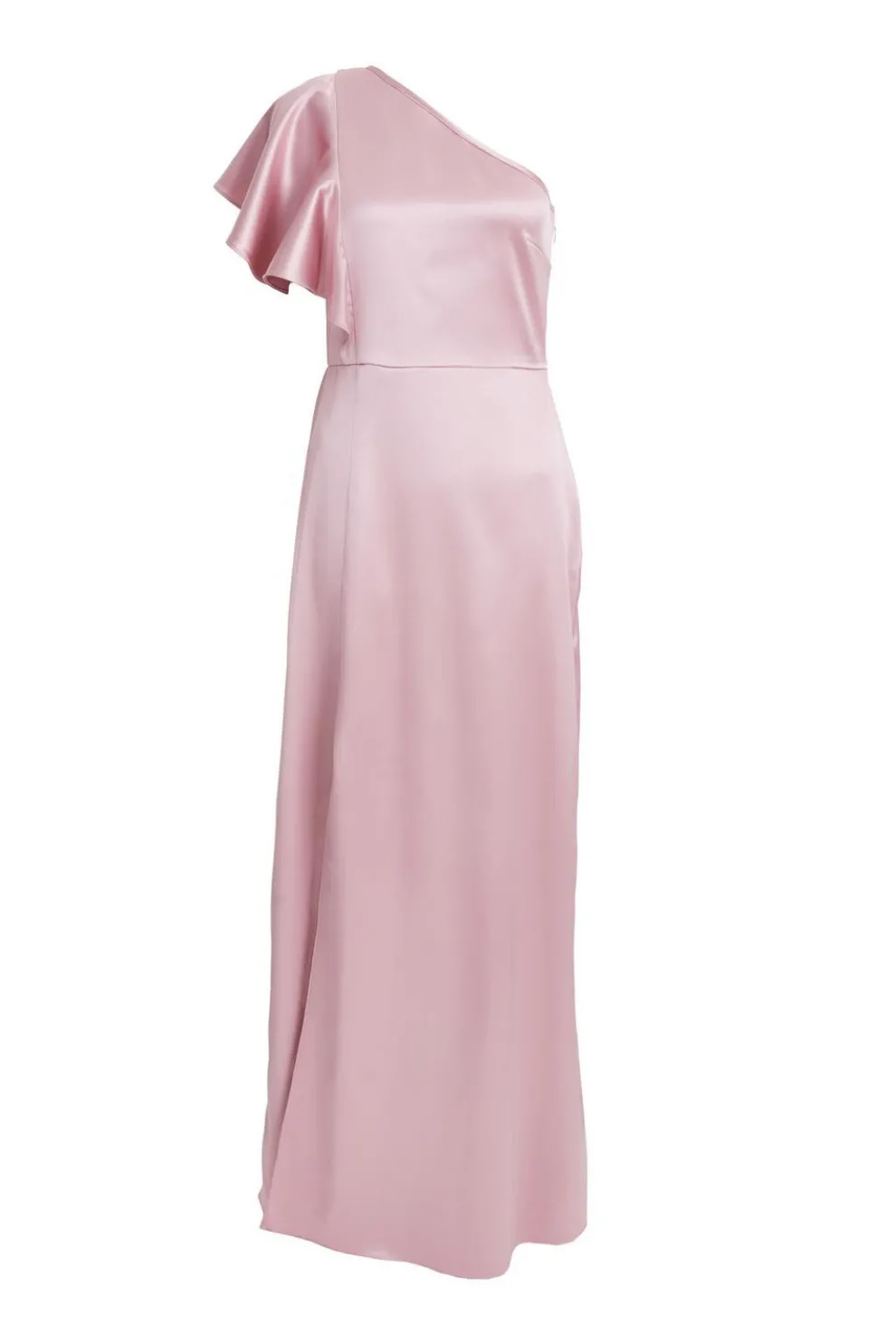 Pink Satin One Shoulder Maxi Dress