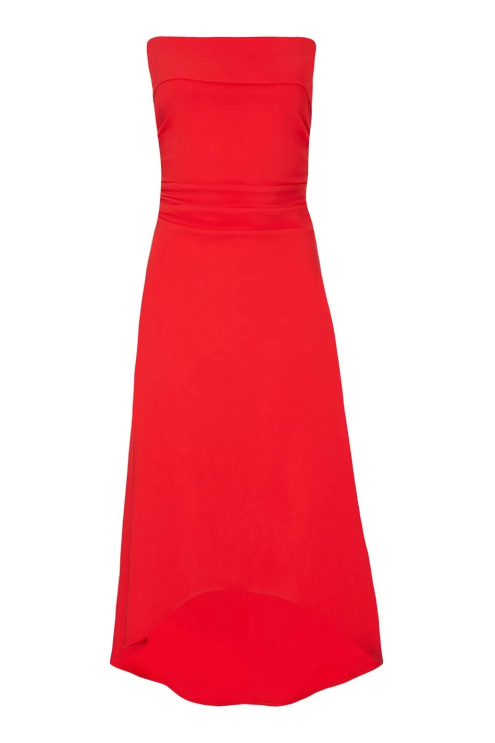 Red Bandeau Midi Dress
