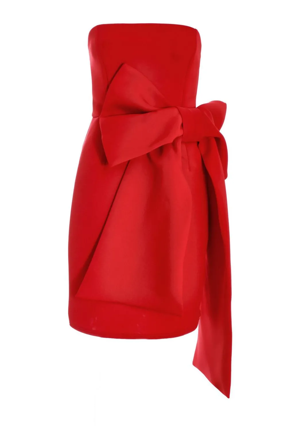 Red Bow Strapless Bodycon Dress