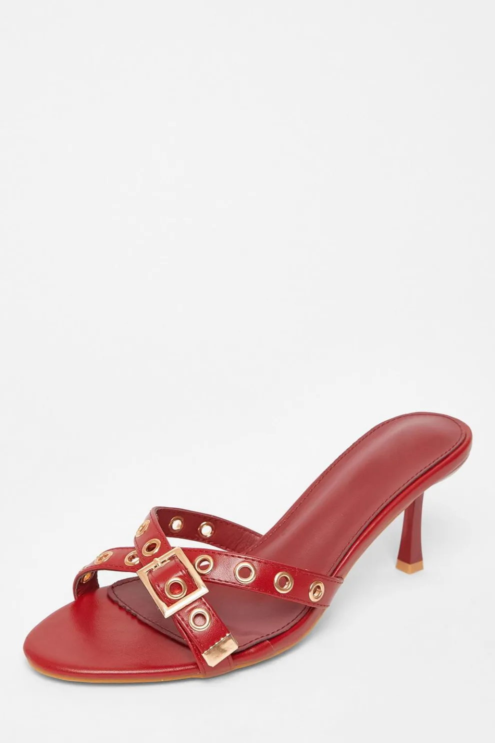 Red Buckle Mule Heels
