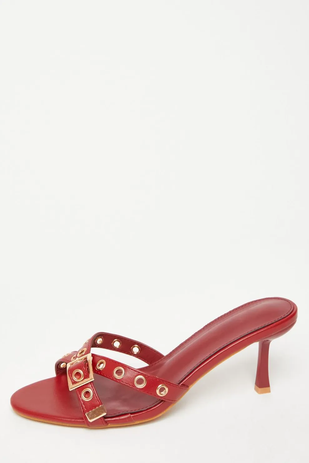 Red Buckle Mule Heels
