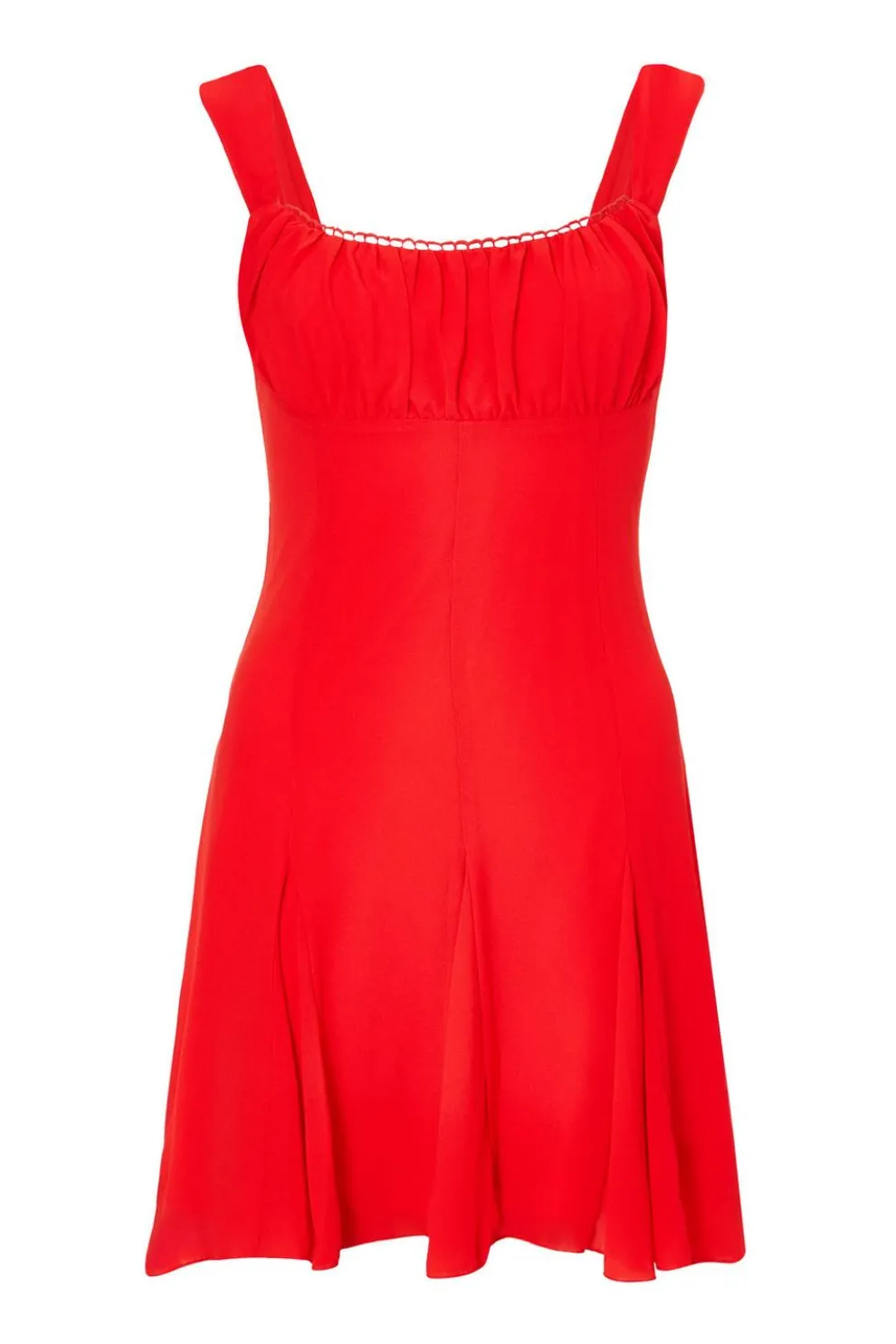 Red Chiffon Ruched Mini Dress
