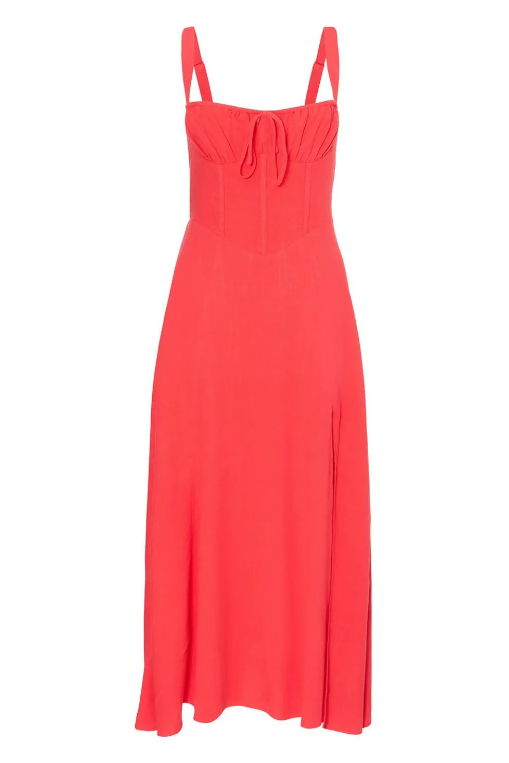 Red Corset Detail Midaxi Dress