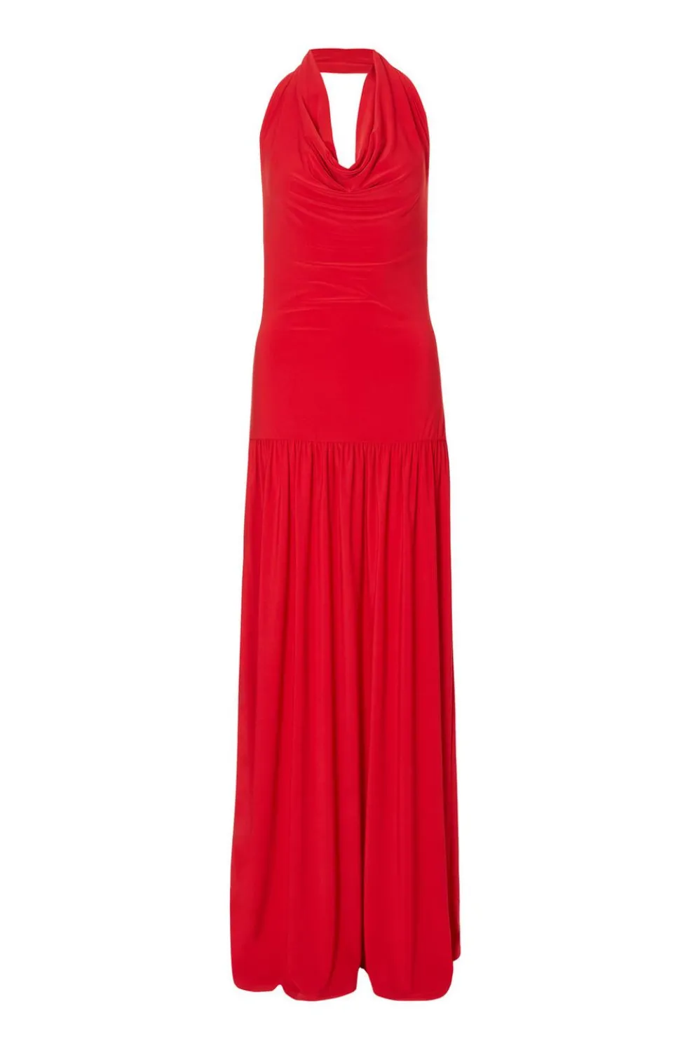 Red Cowl Neck Maxi Dress