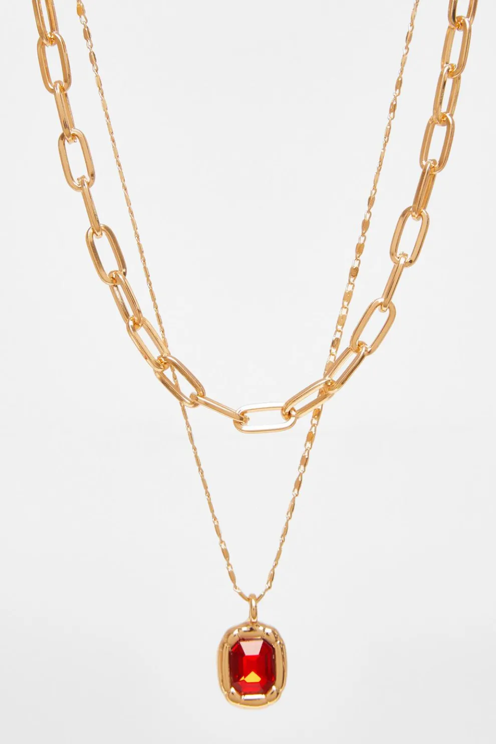 Red Jewel Layered Necklace