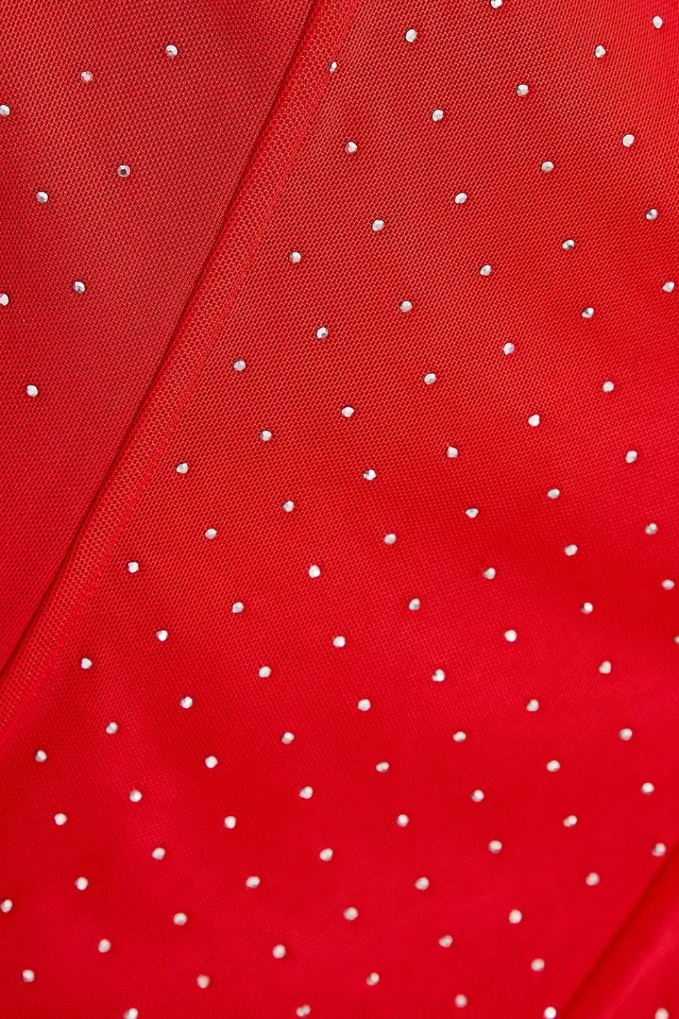 Red Mesh Embellished Bodysuit