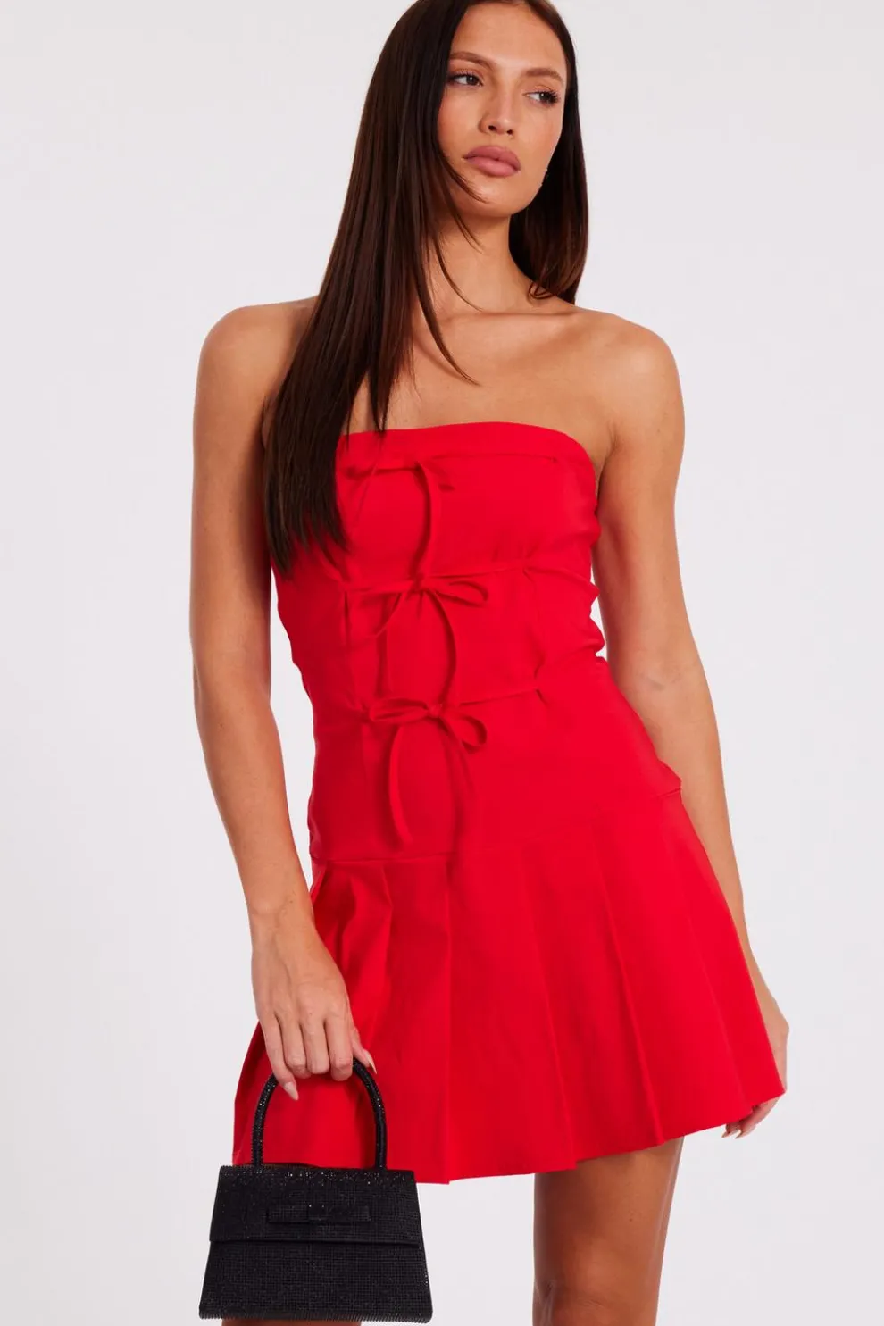Red Tie Front Mini Dress