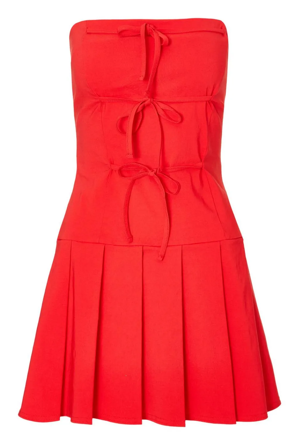 Red Tie Front Mini Dress