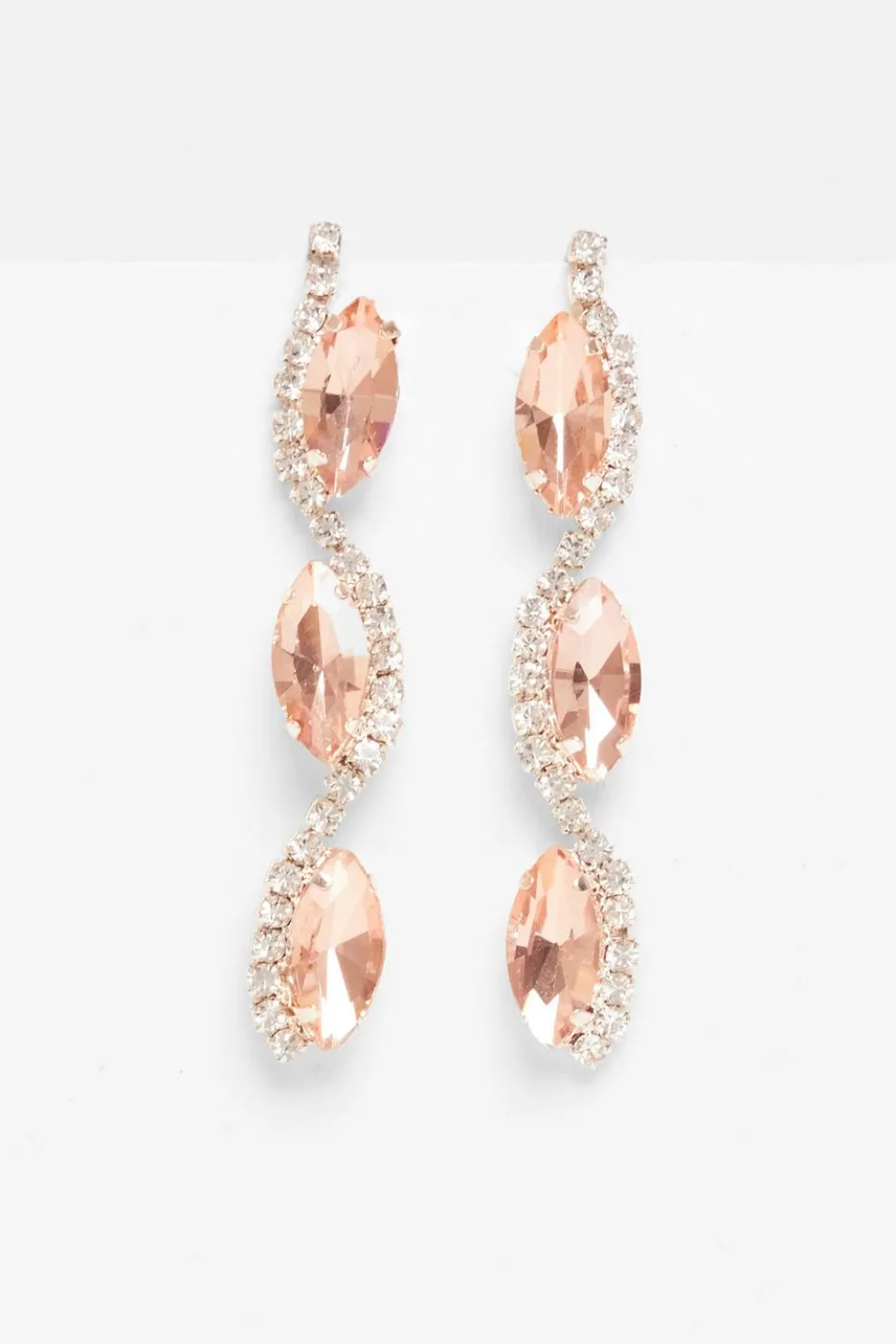 Rose Gold Diamante Swirl Earrings