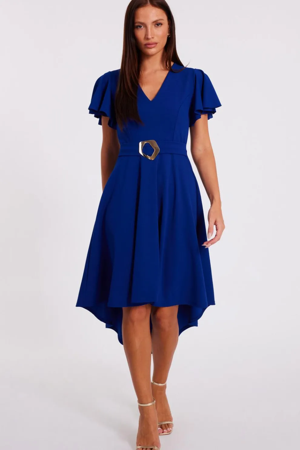 Royal Blue Dip Hem Midi Dress