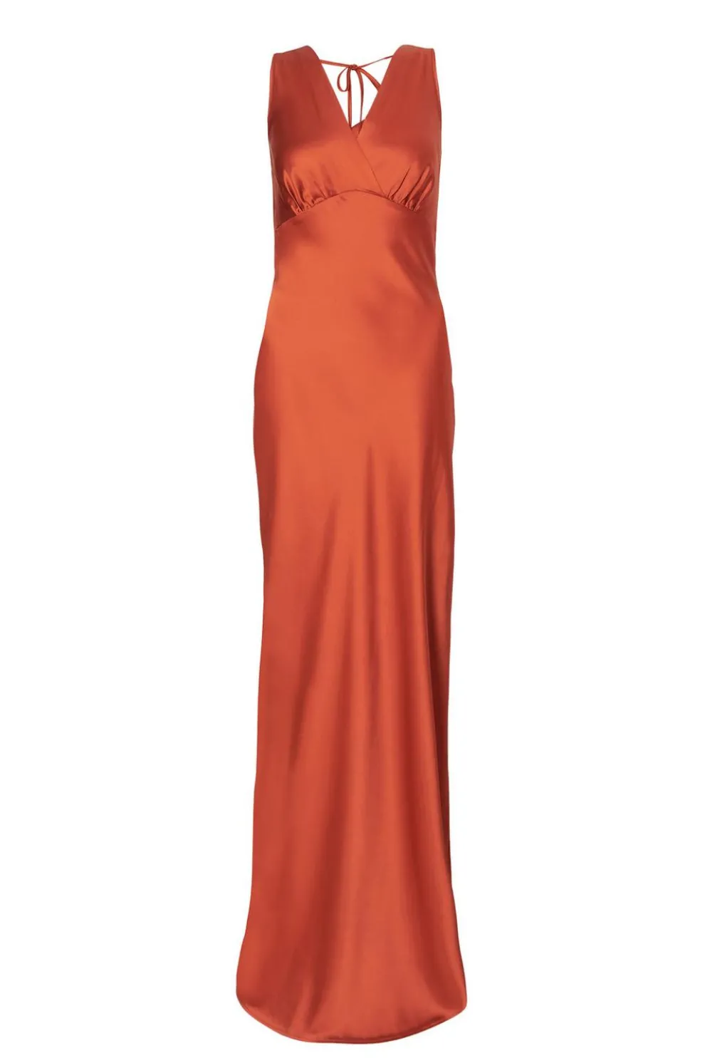 Rust Satin Cowl Back Maxi Dress