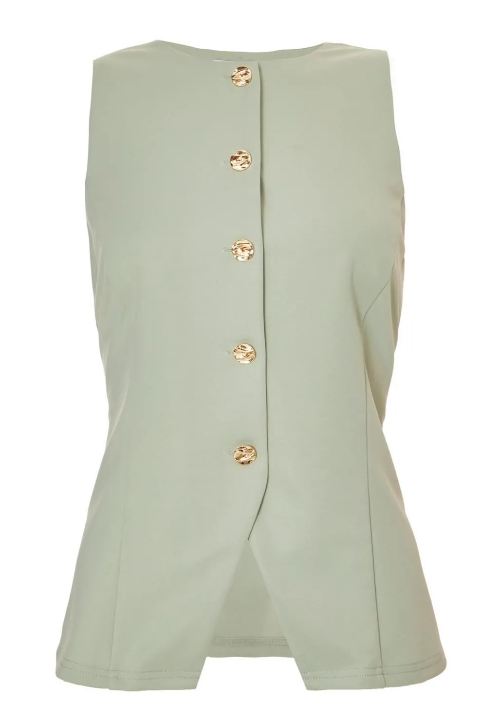 Sage Button Front Waistcoat