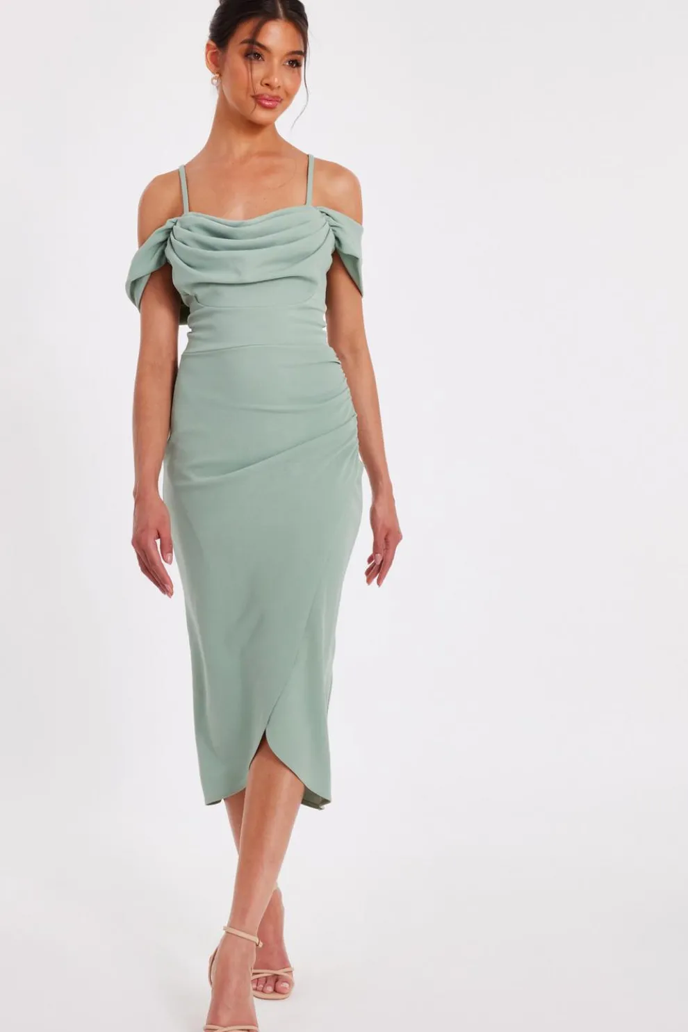 Sage Cold Shoulder Midi Dress