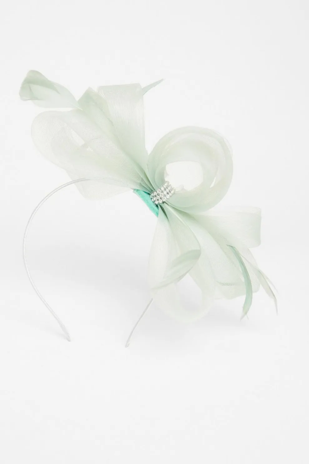 Sage Diamante Bow Headband Fascinator
