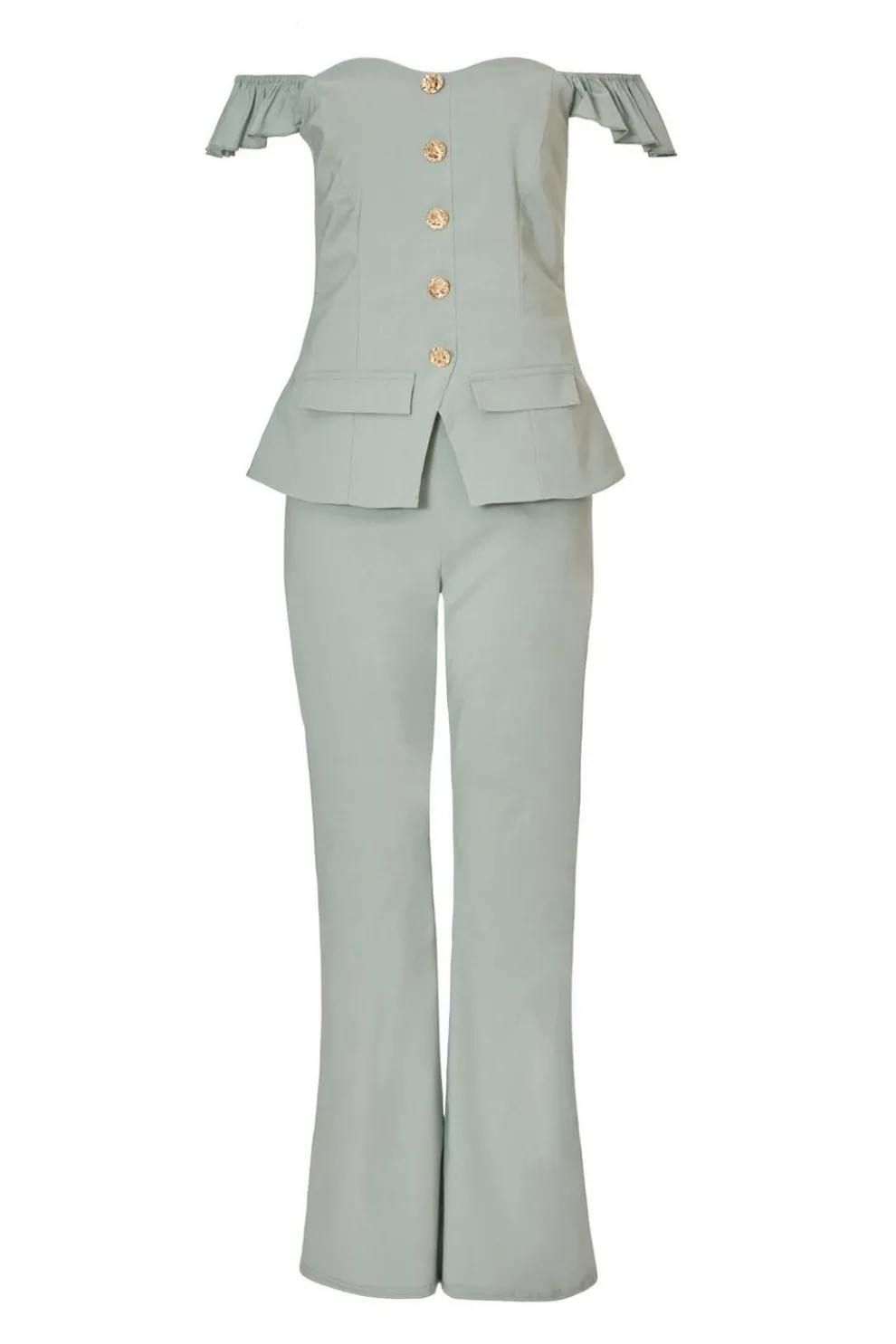 Sage Frill Sleeve Jumpsuit