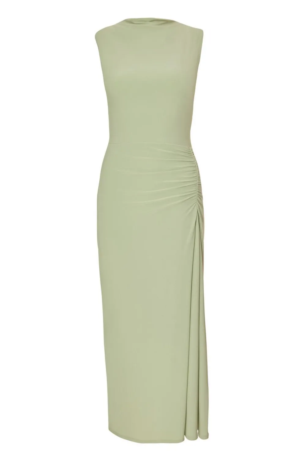 Sage Ruched Bodycon Midaxi Dress