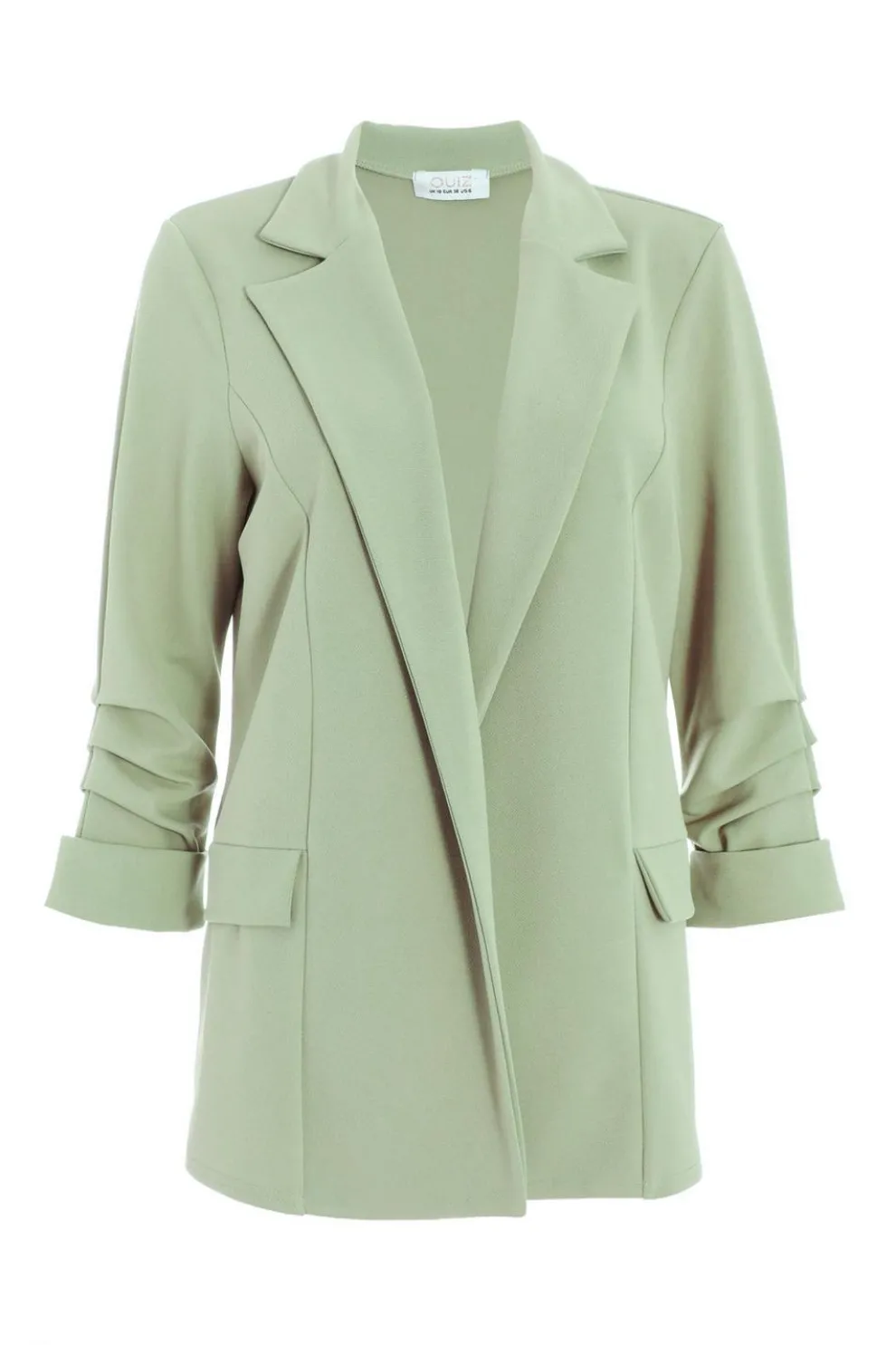 Sage Ruched Sleeve Blazer