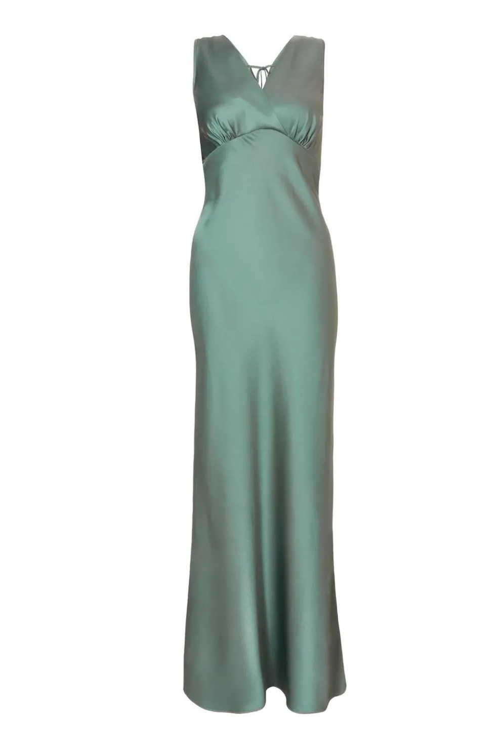 Sage Satin Cowl Back Maxi Dress