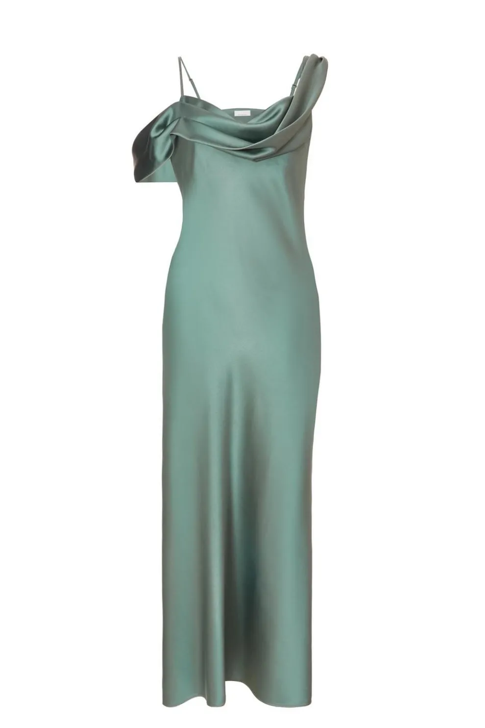Sage Satin Drop Shoulder Maxi Dress