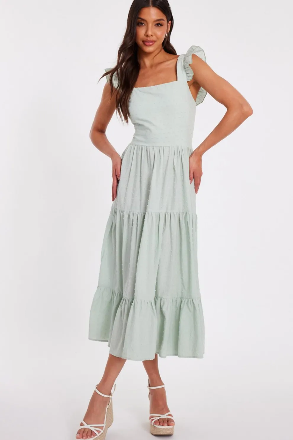 Sage Tiered Midi Dress