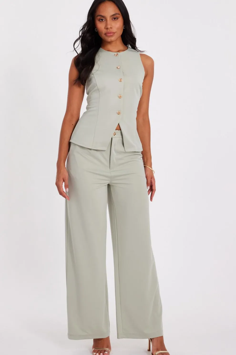Sage Wide Leg Trousers