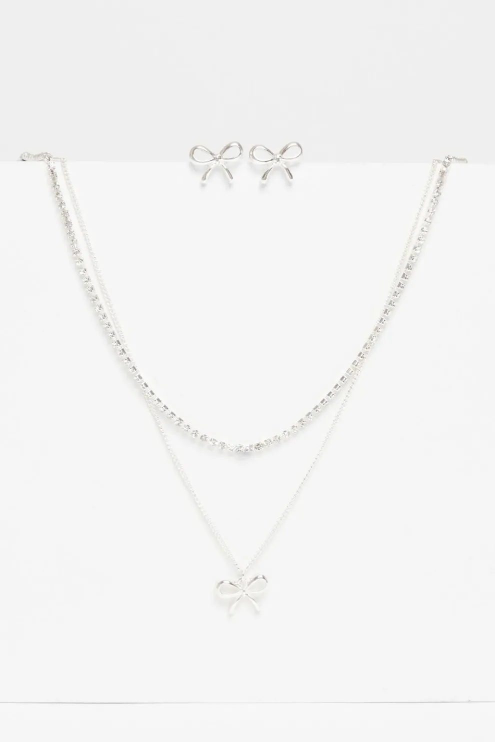 Silver Bow Jewellery Set