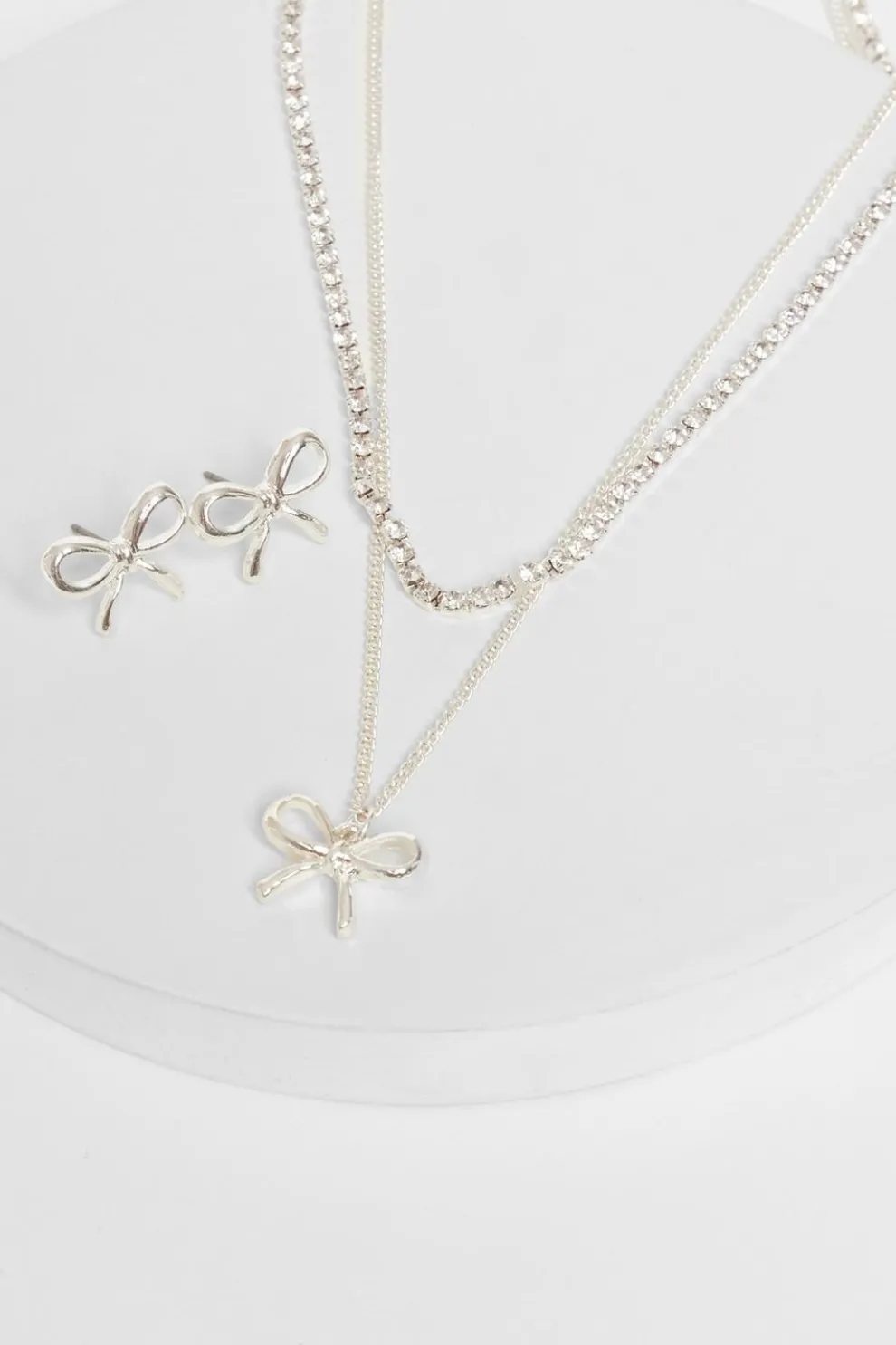 Silver Bow Jewellery Set