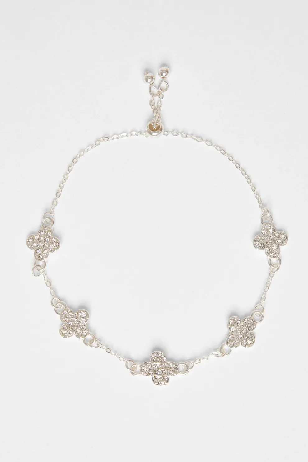 Silver Clover Diamante Toggle Bracelet