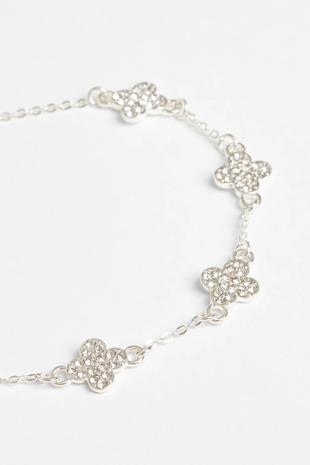 Silver Clover Diamante Toggle Bracelet
