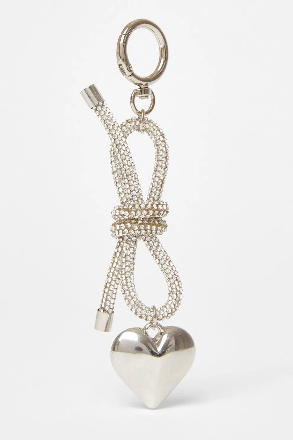Silver Diamante Bow Bag Charm
