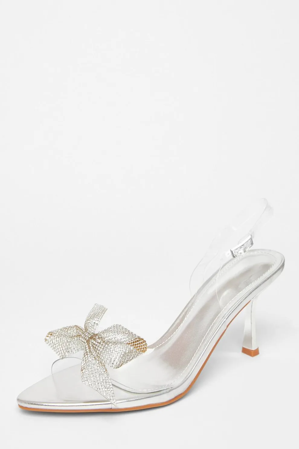 Silver Diamante Bow Heels