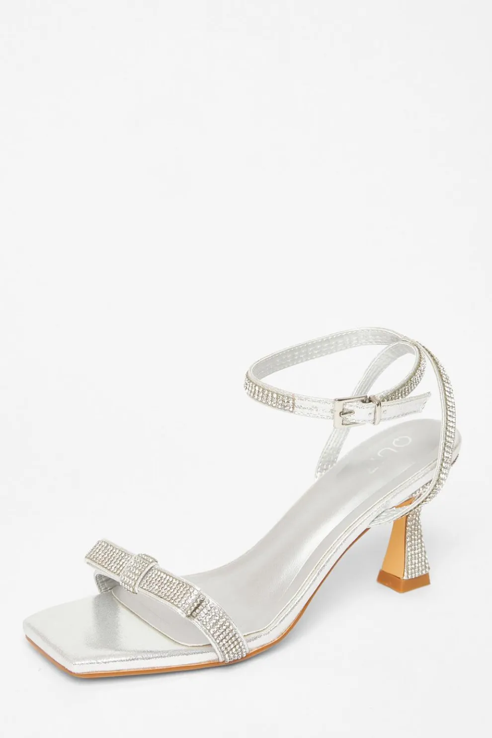 Silver Diamante Bow Front Heels