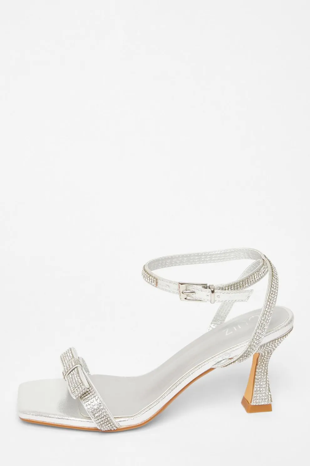 Silver Diamante Bow Front Heels