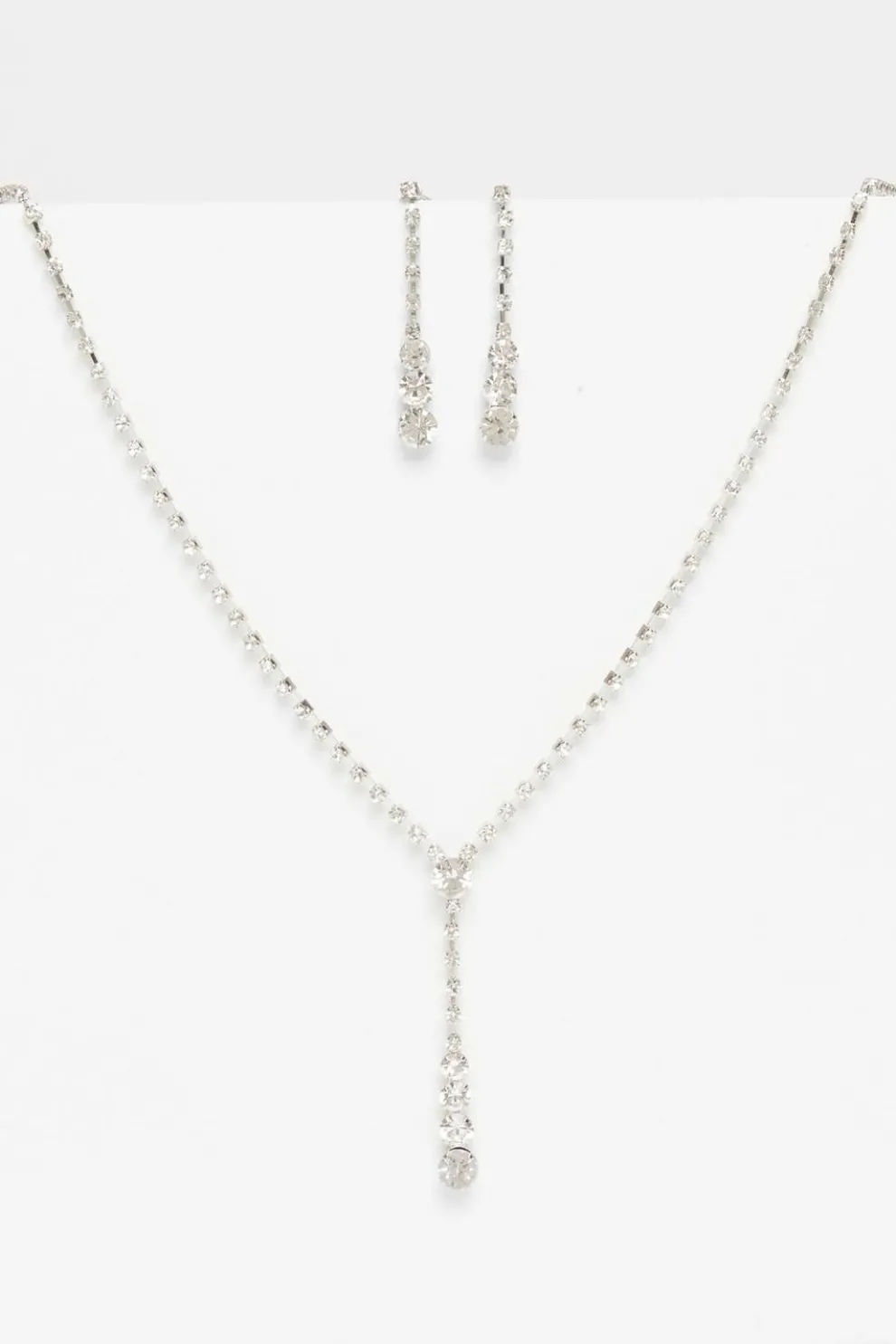 Silver Diamante Circle Drop Jewellery Set