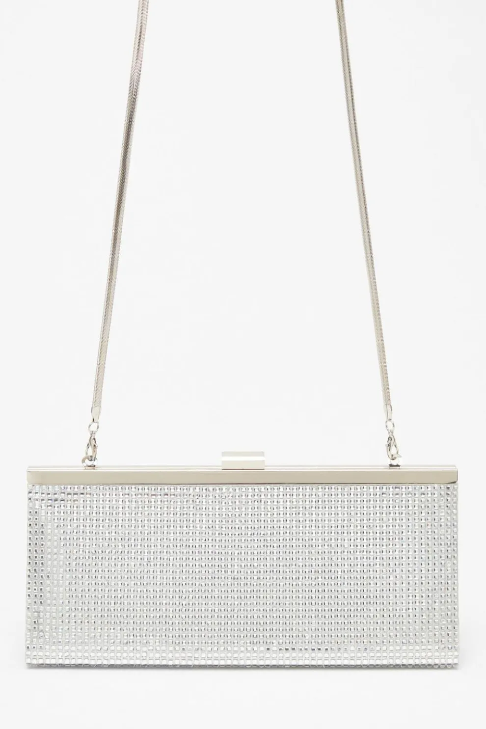 Silver Diamante Clutch Bag