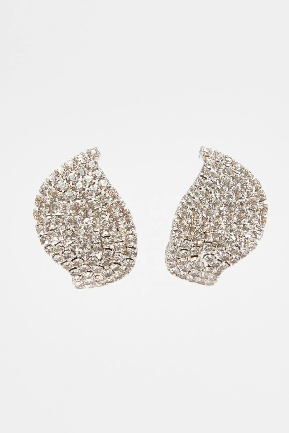 Silver Diamante Curve Earrings