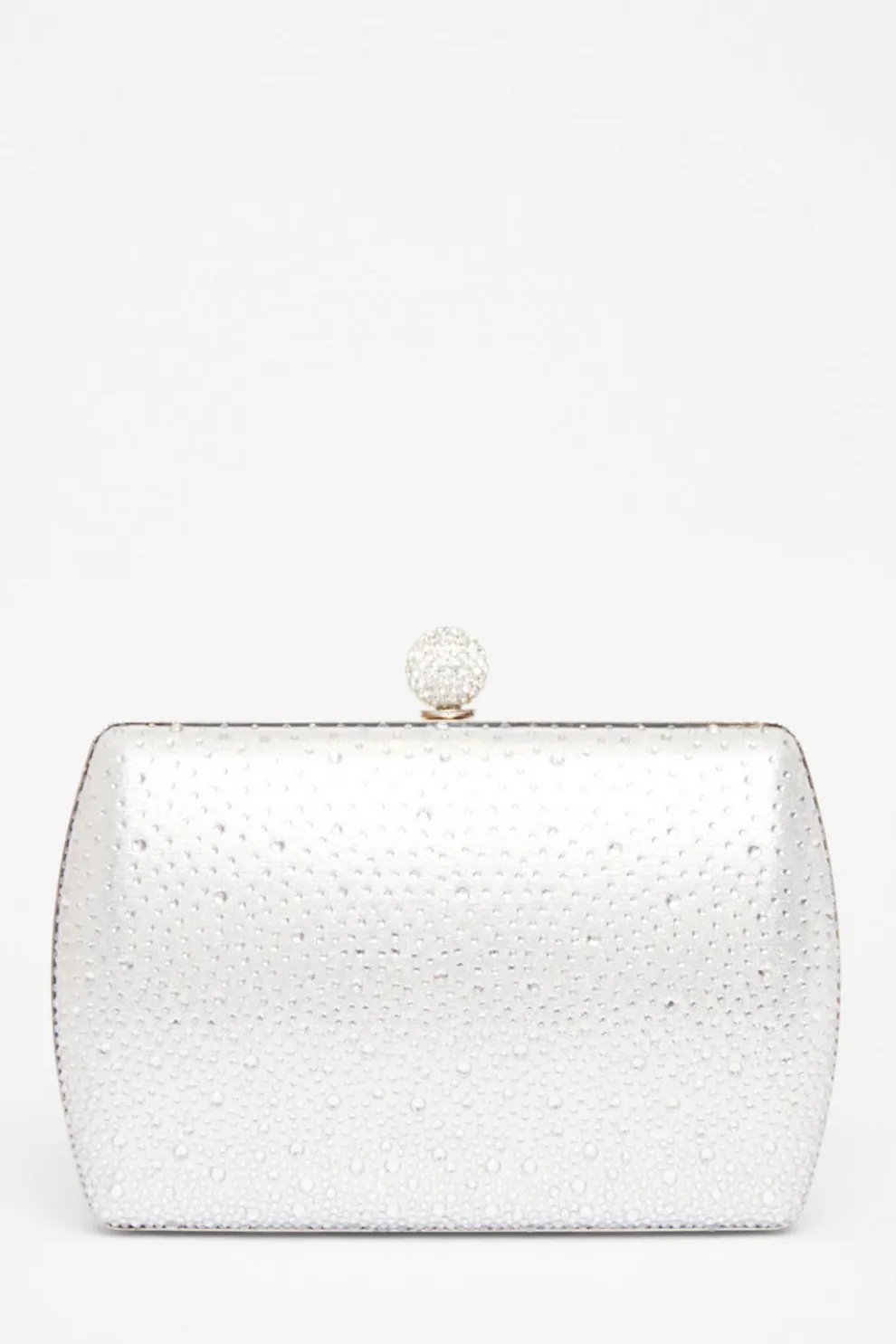 Silver Diamante Curve Box Bag
