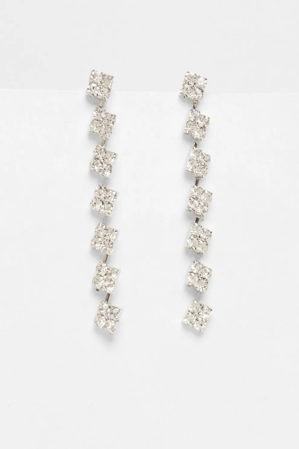 Silver Diamante Drop Earrings