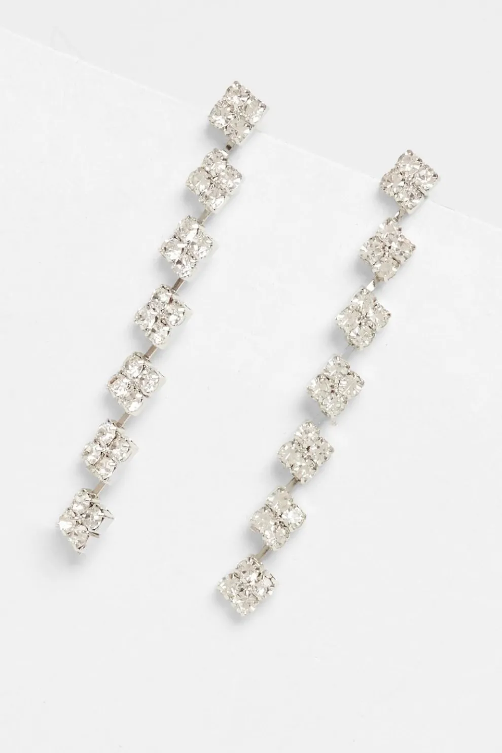 Silver Diamante Drop Earrings