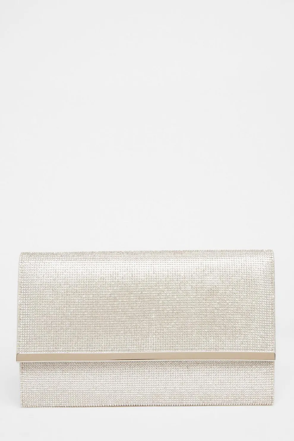 Silver Diamante Envelope Clutch Bag
