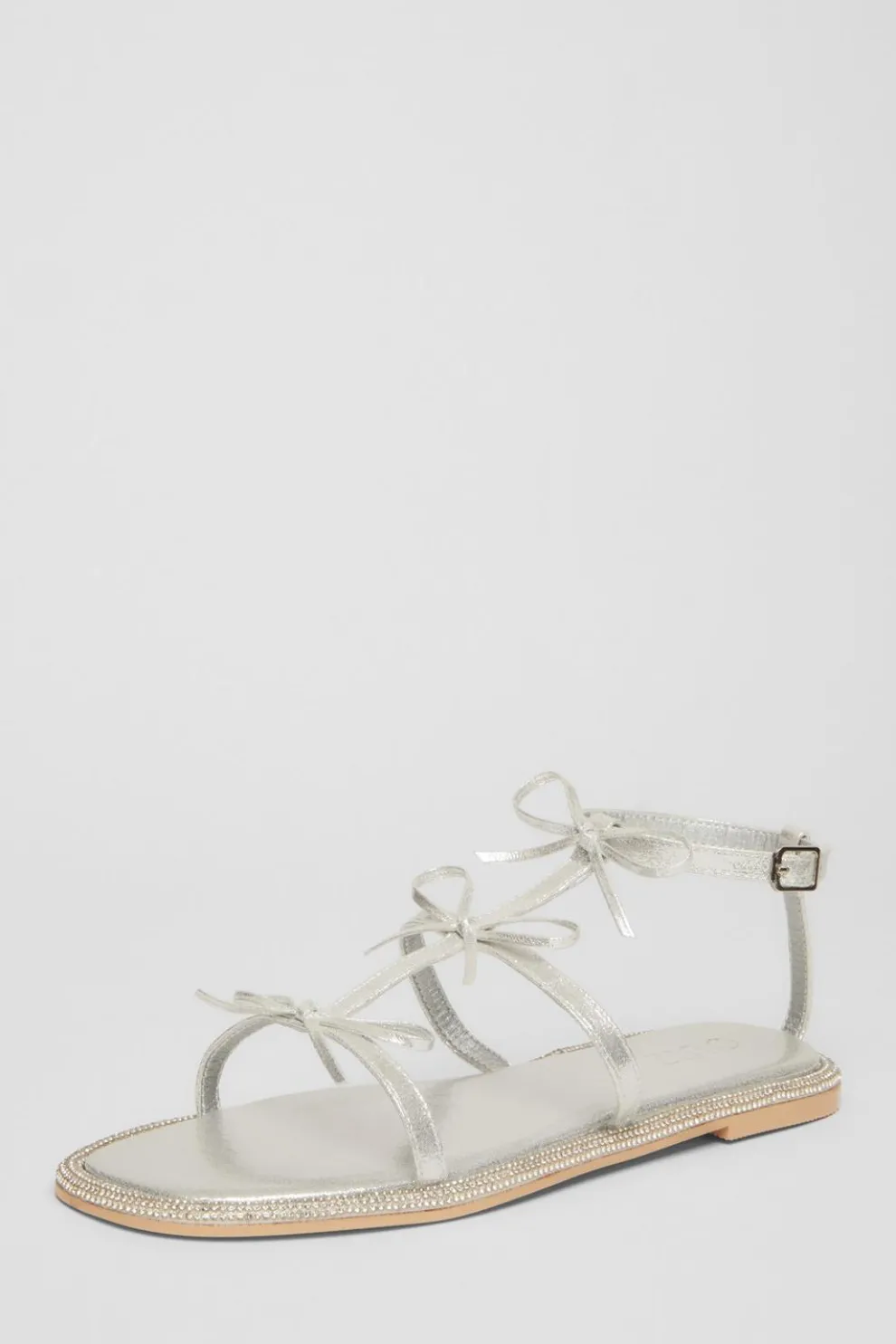 Silver Diamante Flat Sandals